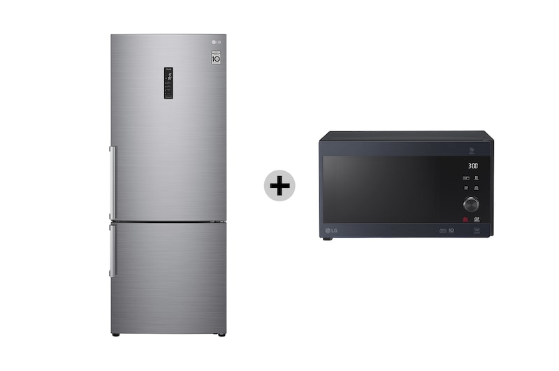 LG Offerta Kit Esclusivo: Frigorifero combinato 70cm Classe E, 462L + Microonde NeoChef 25 litri, potenza 1000W, GBB567PZCMB.MH6565